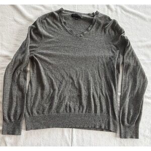 Banana Republic Mens Silk Cotton Cashmere V-Neck Sweater Gray Large